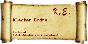 Klecker Endre névjegykártya
